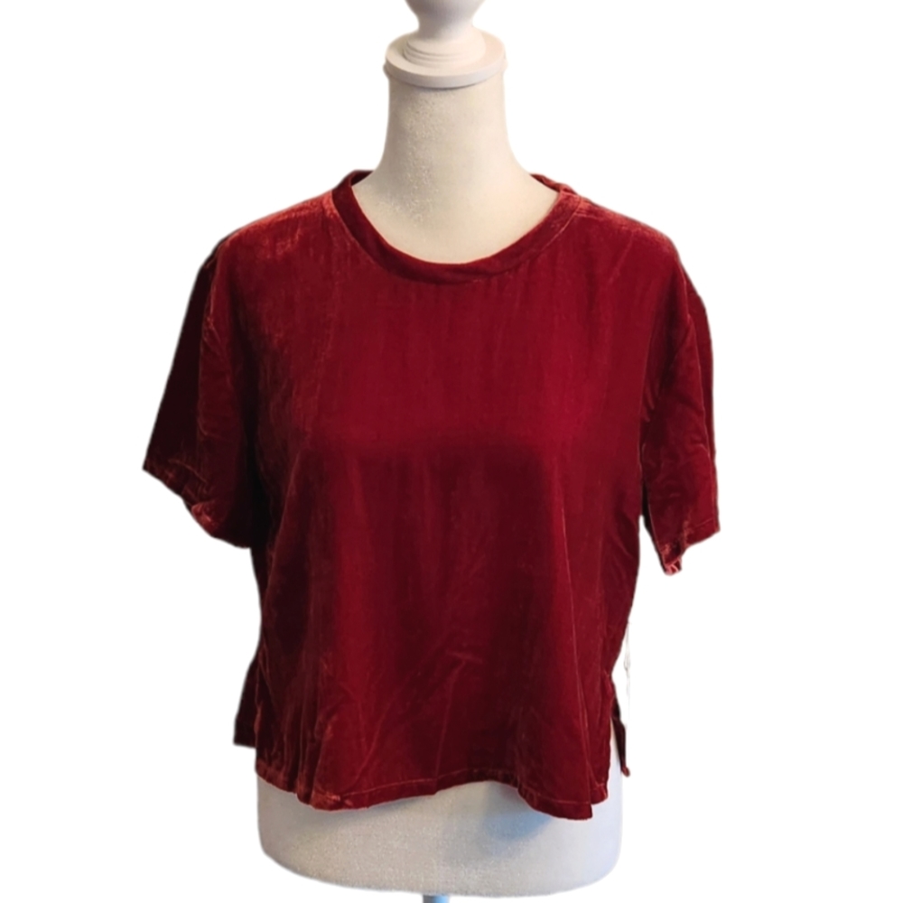 NEW Good American Ruby Velvet Cropped Top Size 1